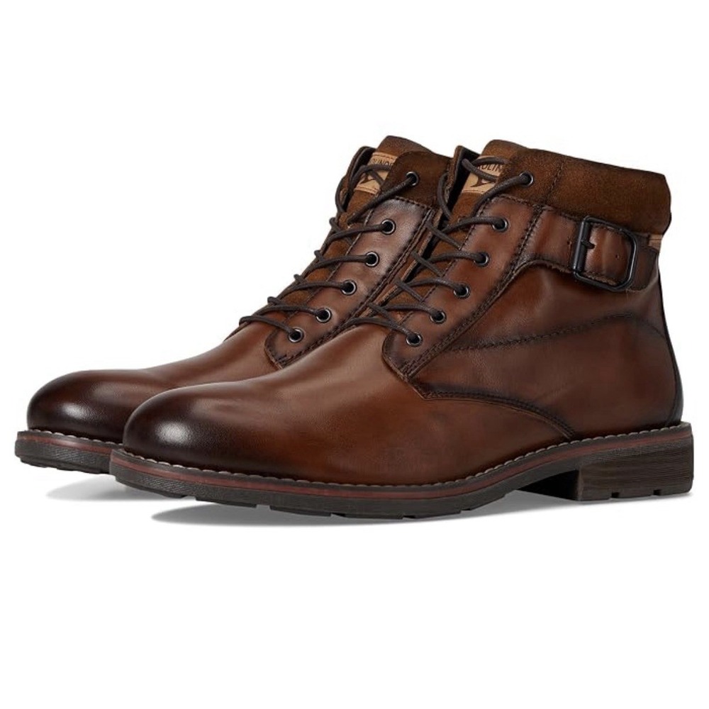 NIB Pikolinos Men's 46 12.5 / 13 York Boot M2M Cuero Brown Leather Cap-Toe Ankle